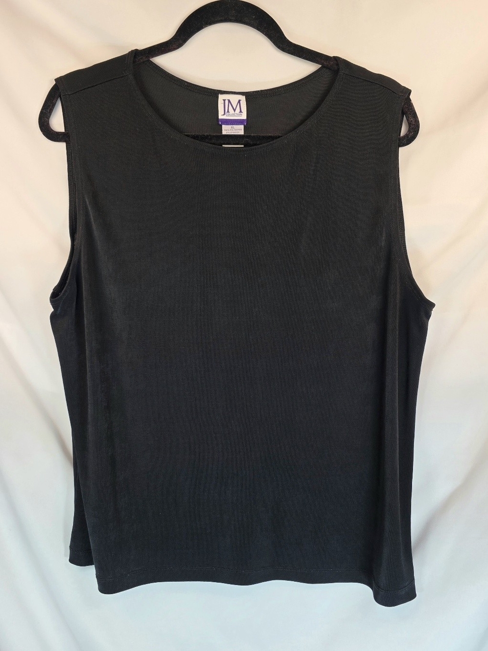 JM Collection Womens Y2K Goth Office  Black Knit Stretch Summer Tank Size XL